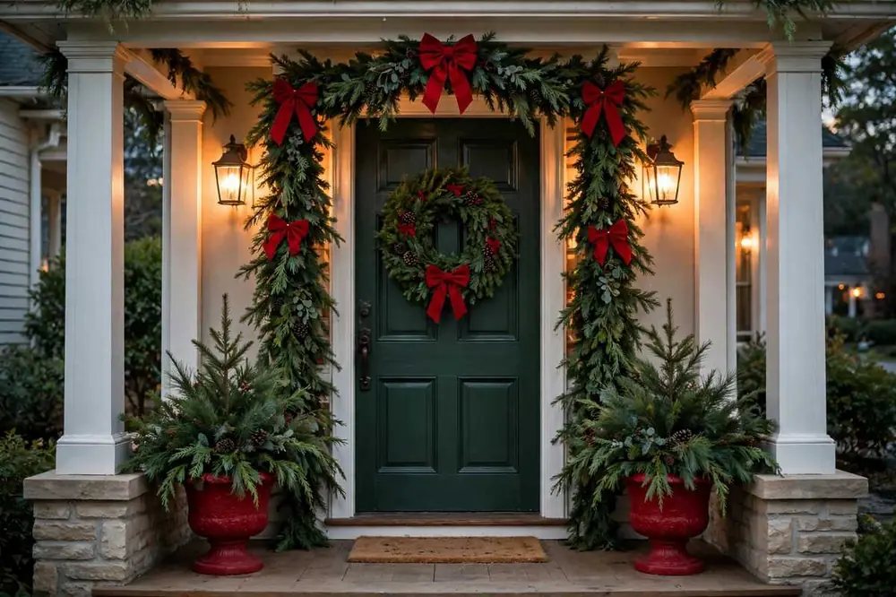 Classic Red and Green Porch