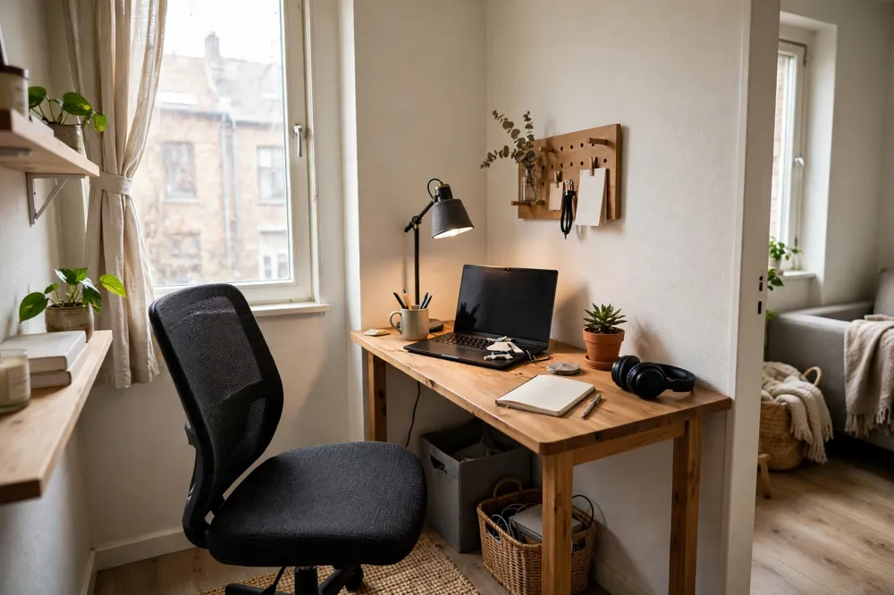 Small apartment corner desk office