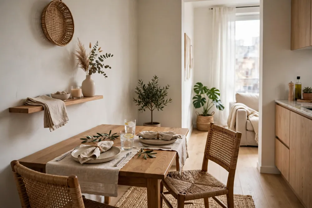 One bedroom apartment dining area corner