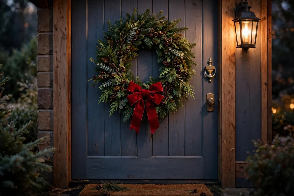 Welcoming entryway wreath