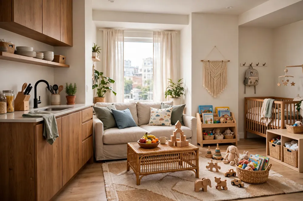 Studio apartment family-friendly layout