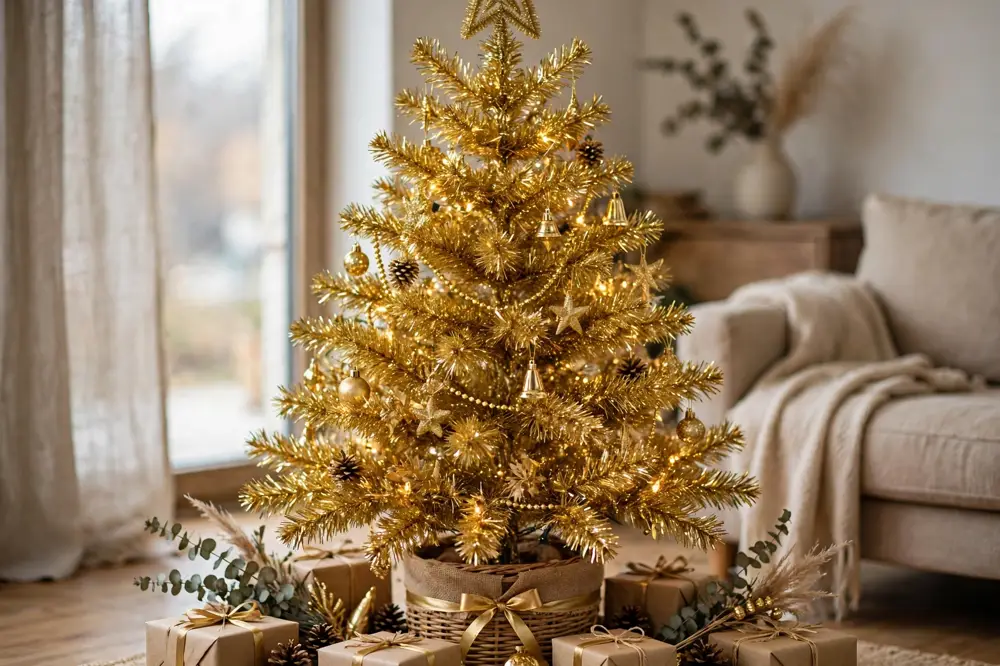 Gold tinsel tree