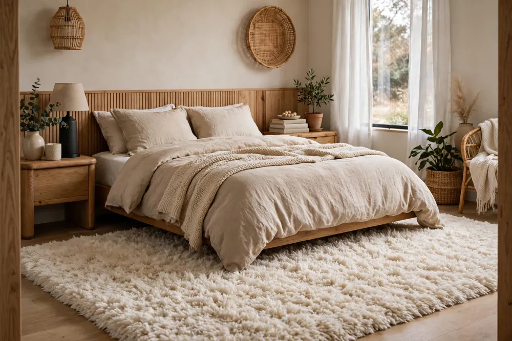 Plush bedroom rug