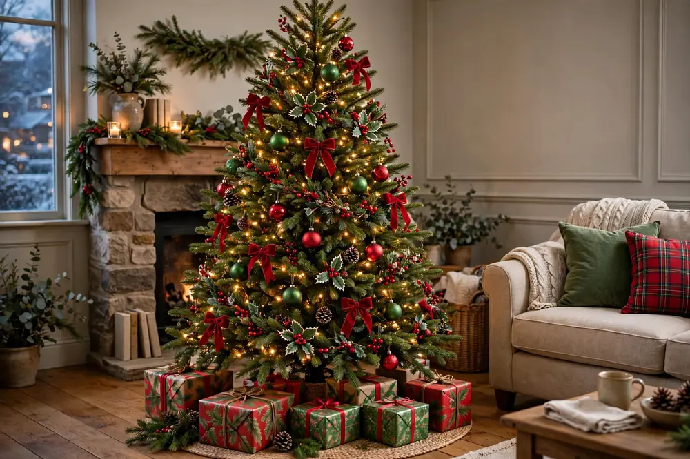 Classic red and green tree