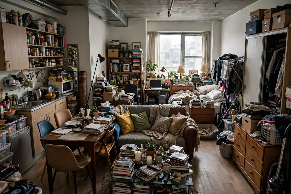 Studio apartment too much furniture