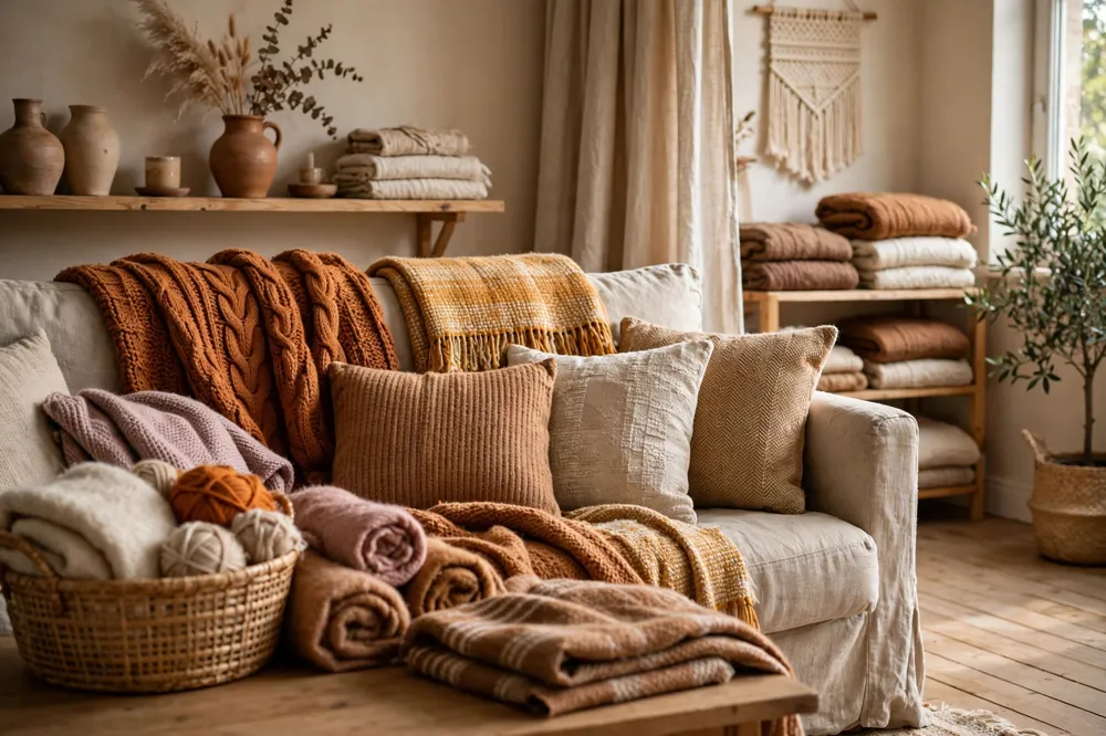 Studio apartment warm textiles