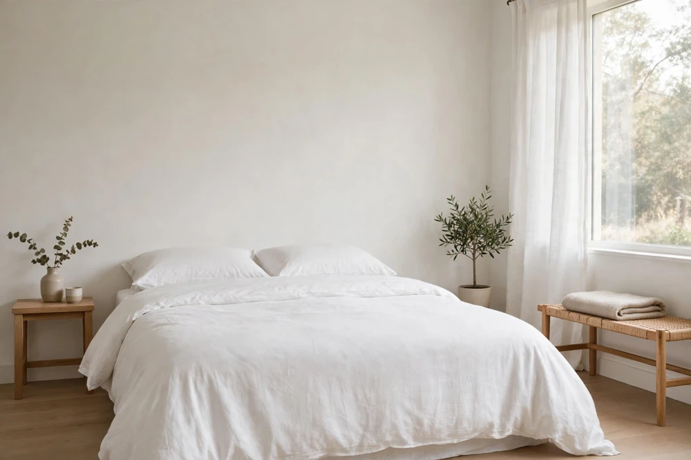 Minimalist white bedding