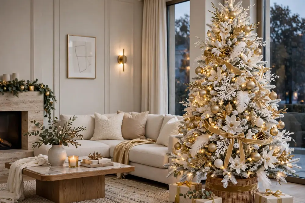 White and gold elegant tree