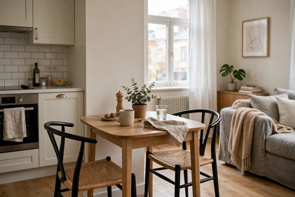 One bedroom apartment compact dining table