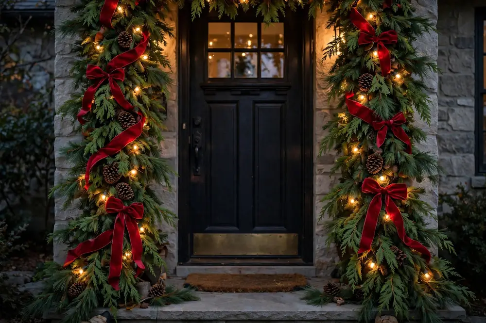 Evergreen garland front door