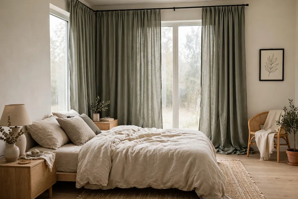 Floor-length drapes