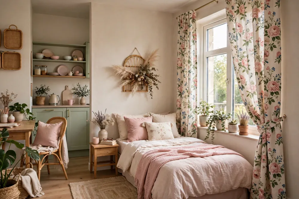 Floral curtains
