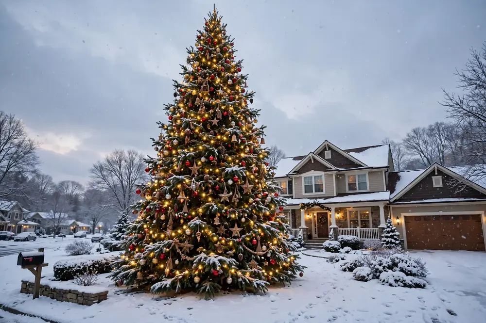 Front yard Christmas tree