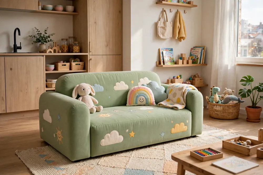 Studio apartment kid-friendly sofa