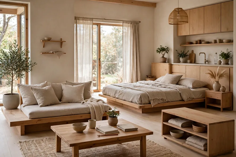 Low wood furniture