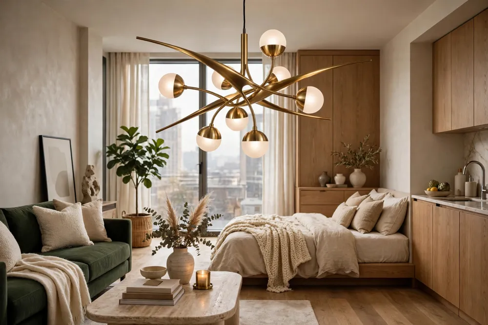 Studio apartment statement lighting