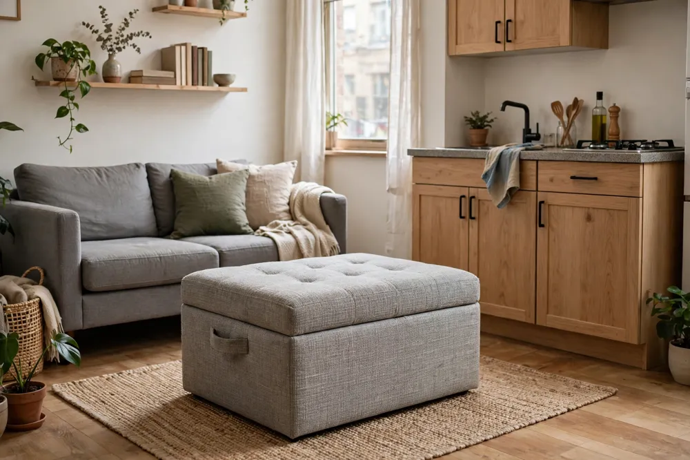 Small apartment storage ottoman
