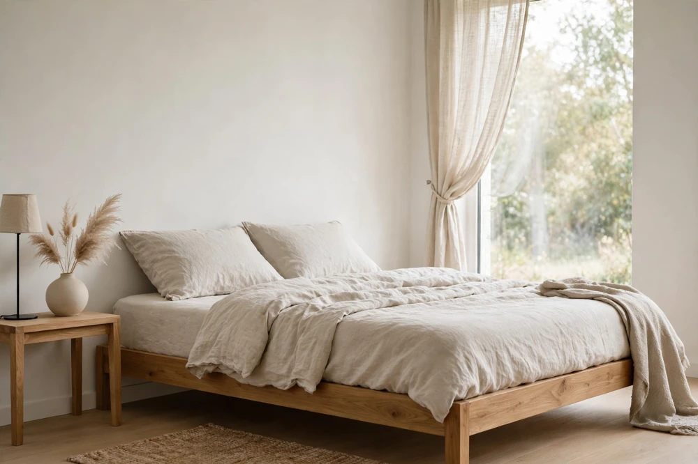 Minimalist wooden bed frame