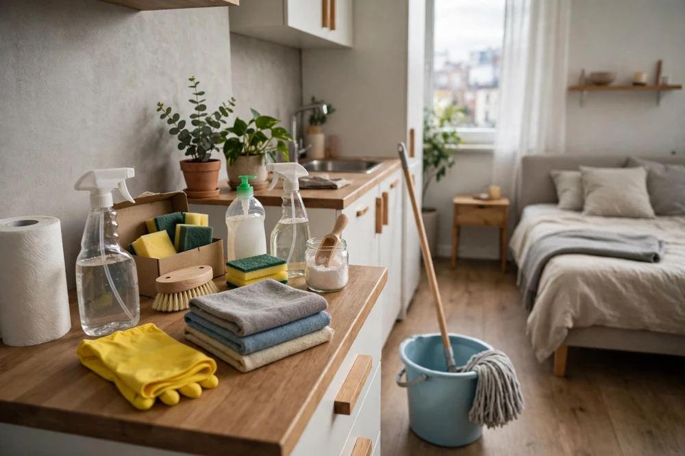 Studio apartment forgetting cleaning supplies mistake