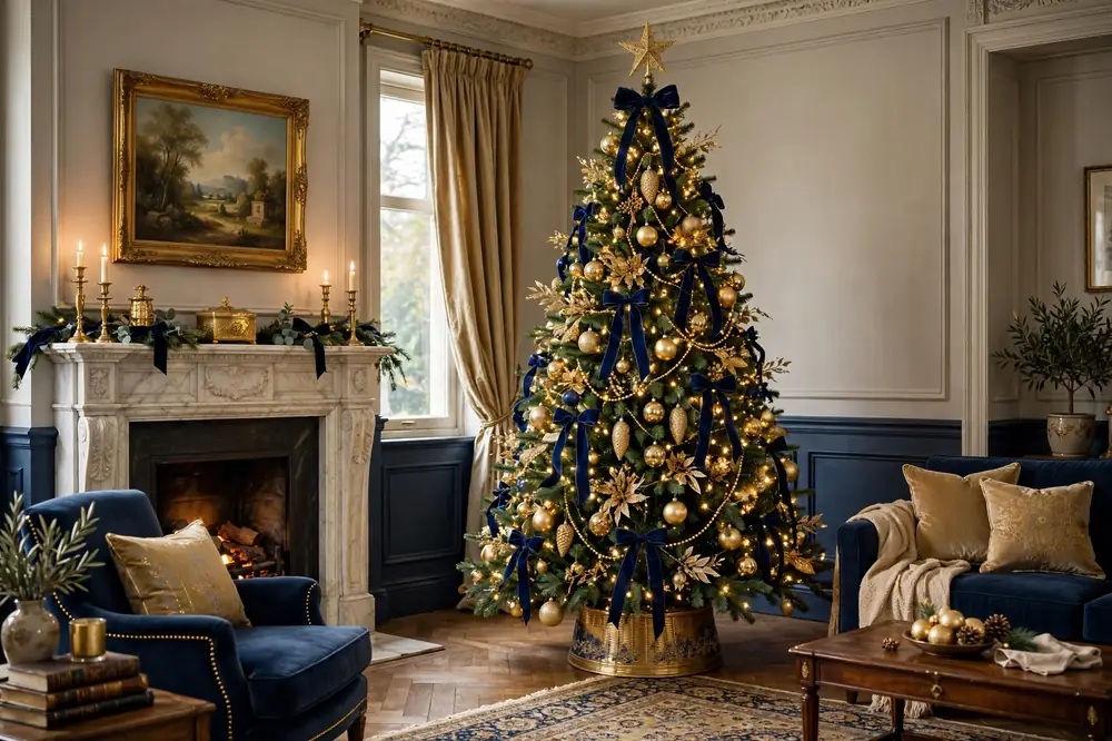Navy and gold tree