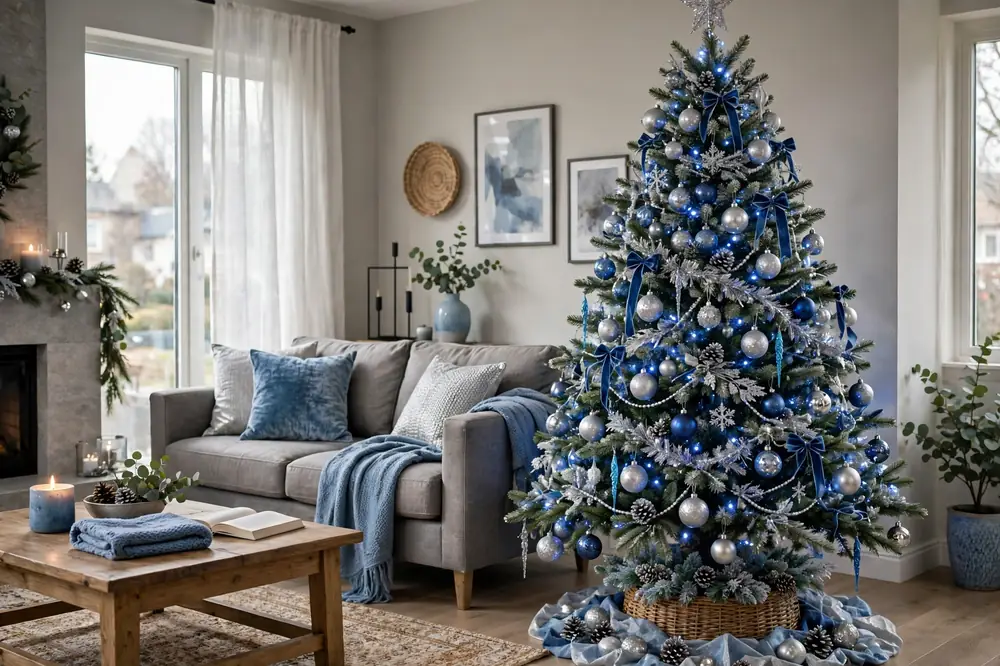 Silver and blue tree