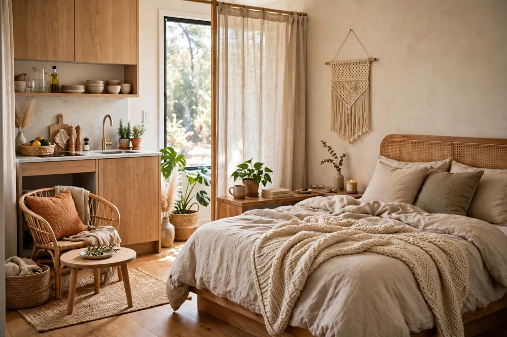 Airbnb studio cozy sleeping area