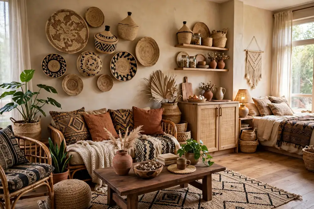Woven baskets decor