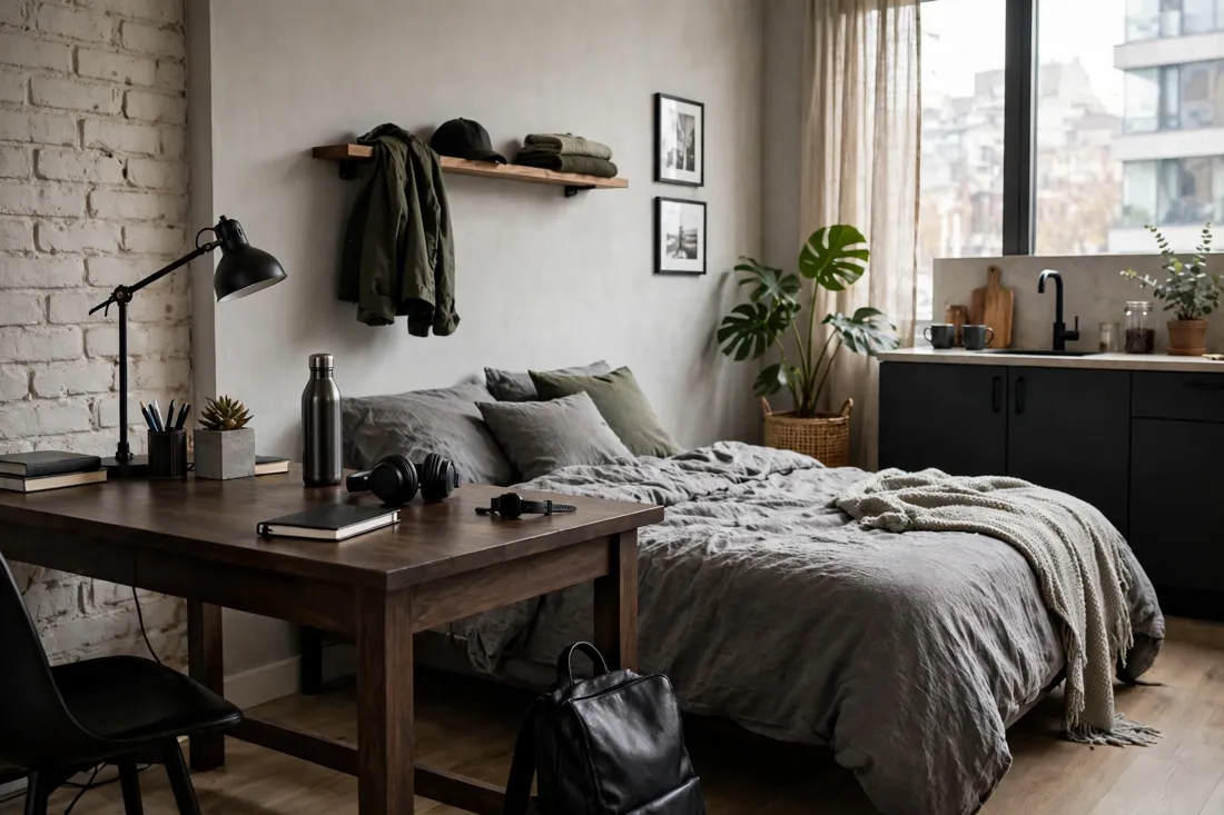 Dark wood desk