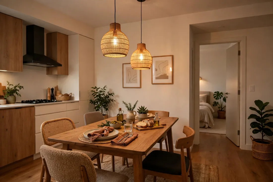 One bedroom apartment dining lighting