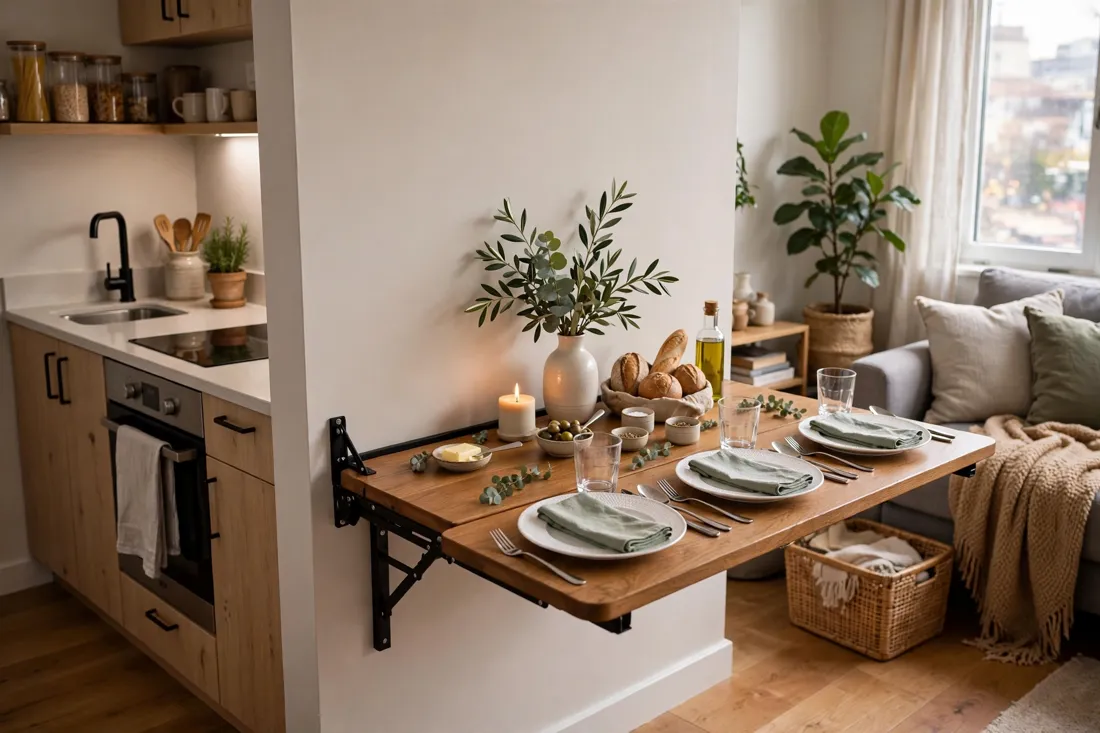 Airbnb studio fold-down dining