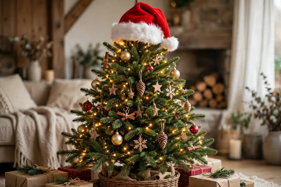 Santa hat topper tree