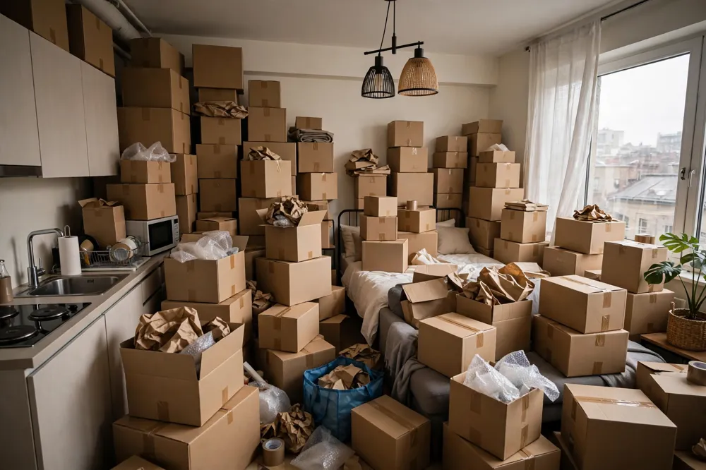 Studio apartment overpacking boxes mistake