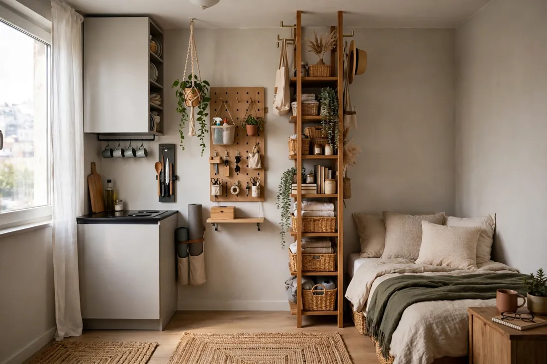 Studio apartment vertical storage tip