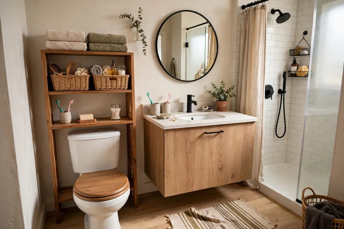 Shared bathroom storage