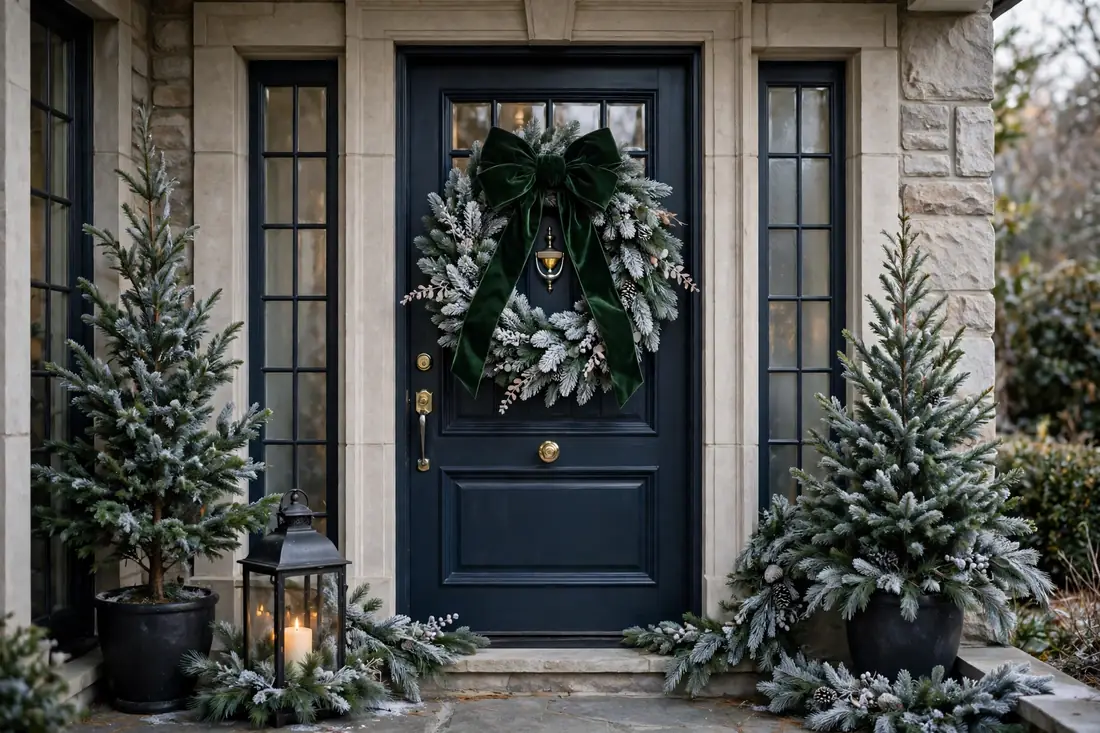 Elegant velvet bow door