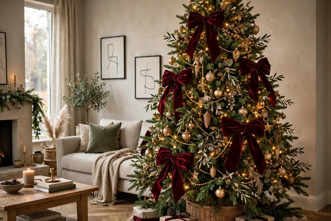Elegant tree with velvet bows