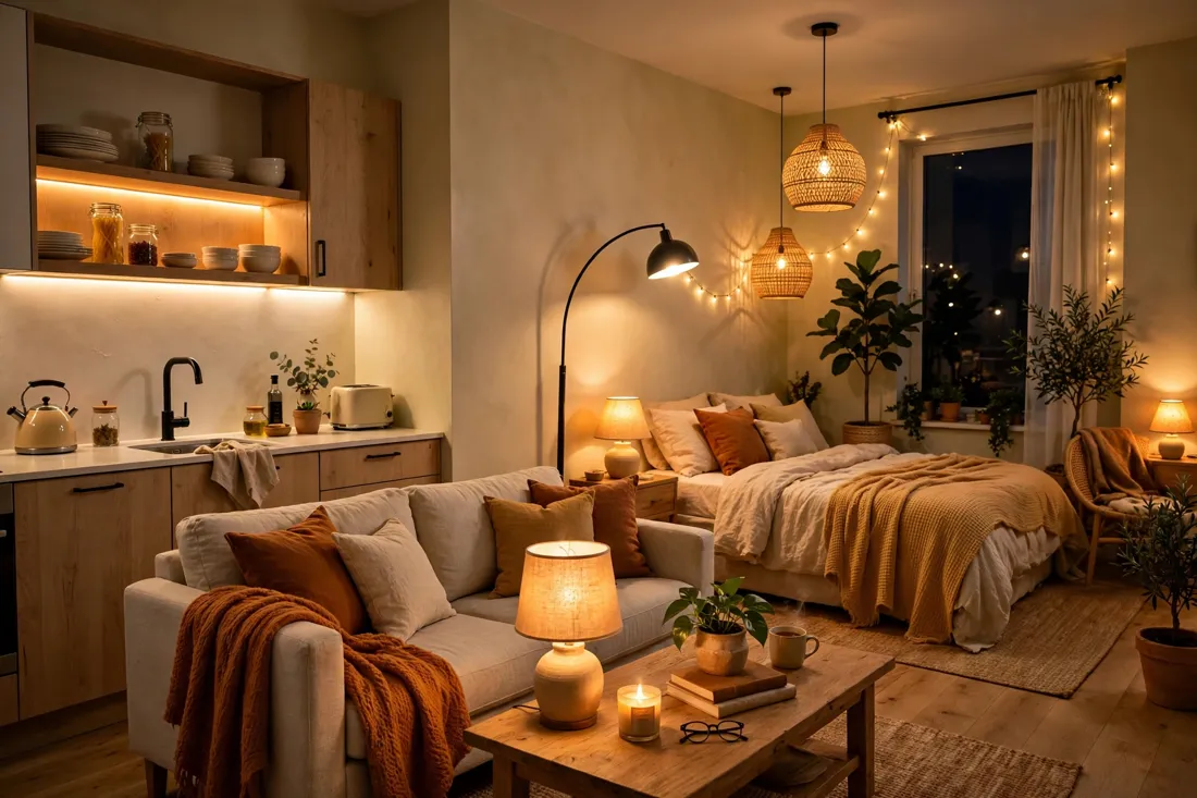 Airbnb studio bright lighting
