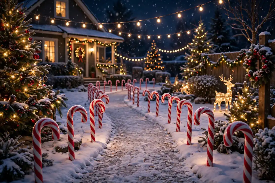 Candy cane walkway lights