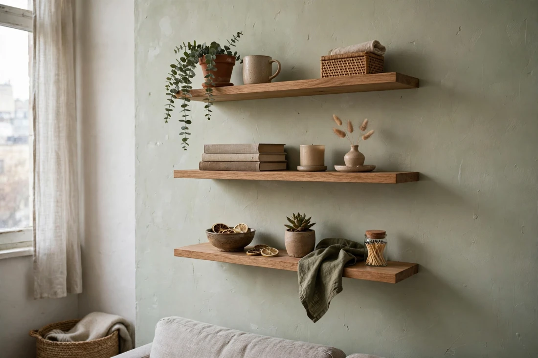 Small apartment floating shelves