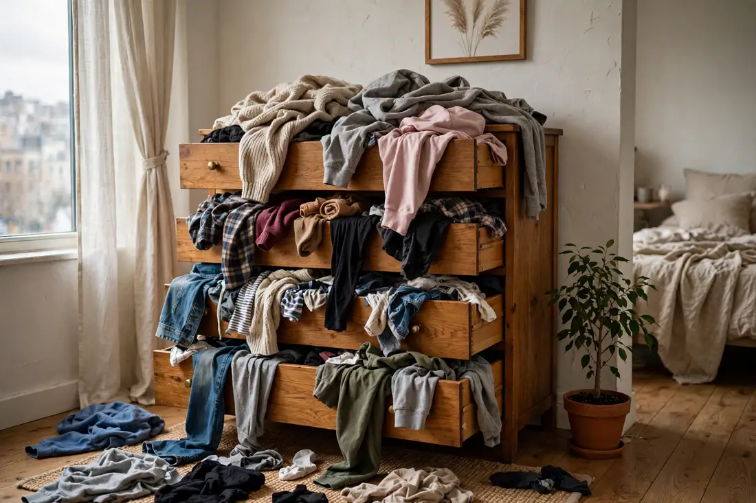 Studio apartment overstuffed drawers mistake