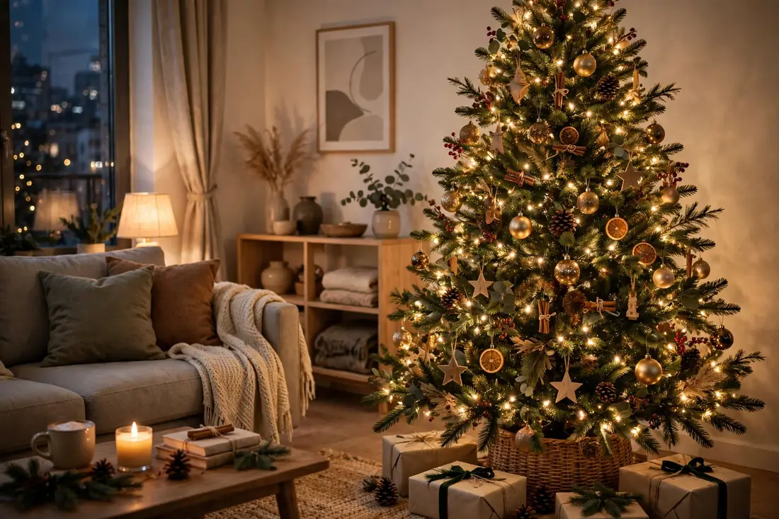 Pre-lit apartment tree