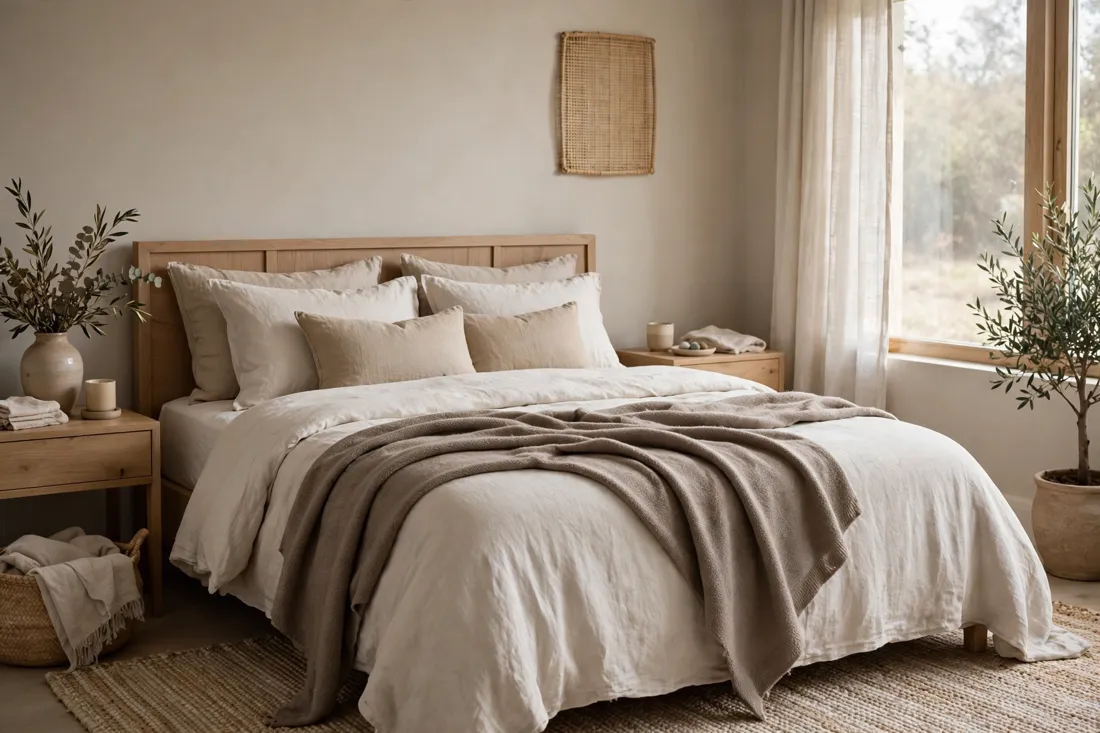 Neutral taupe throw