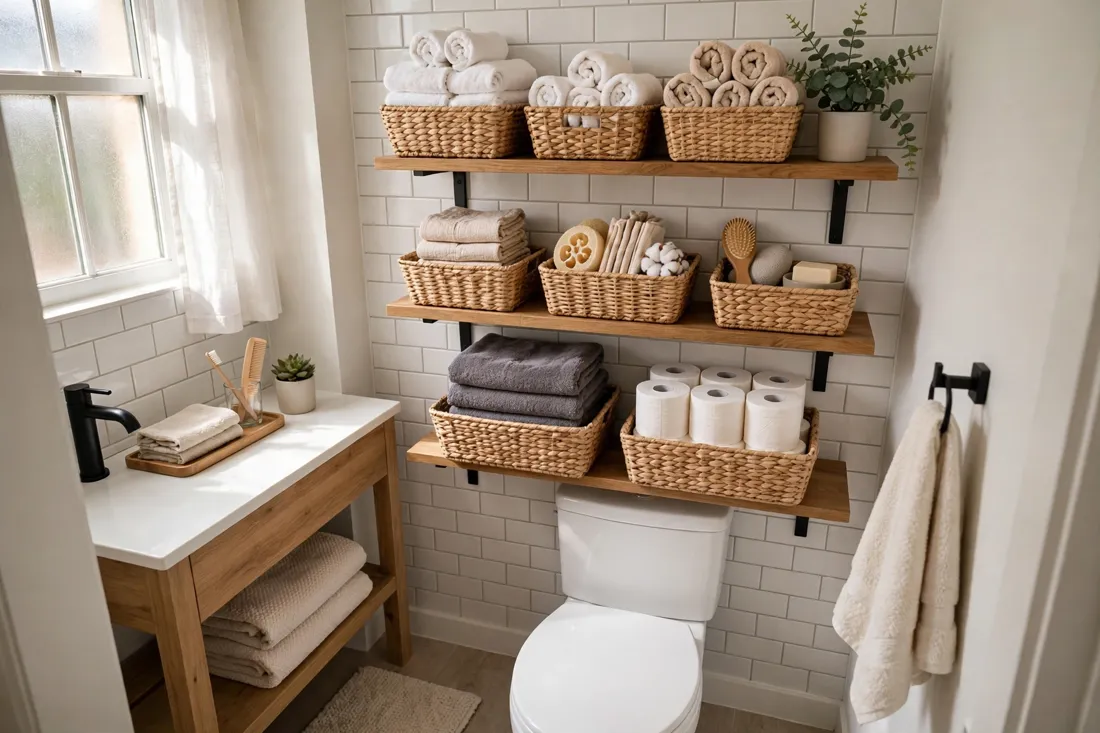 Small apartment bathroom organization