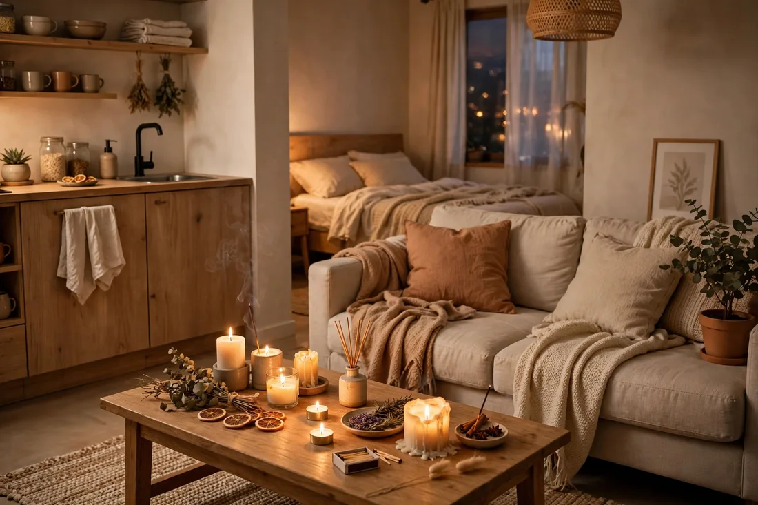 Studio apartment candles and scent