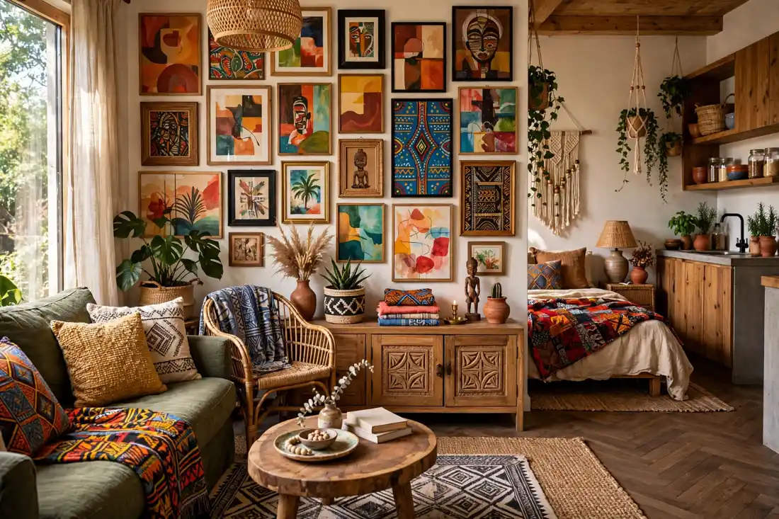 Colourful art wall