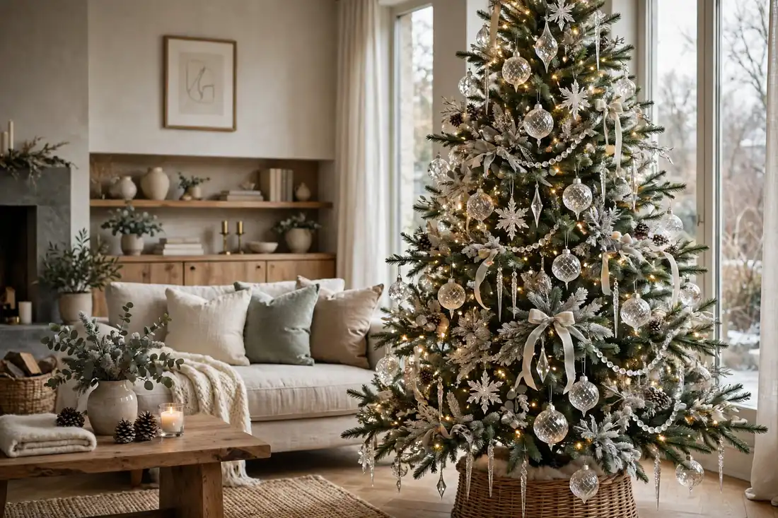 Elegant tree with crystal ornaments