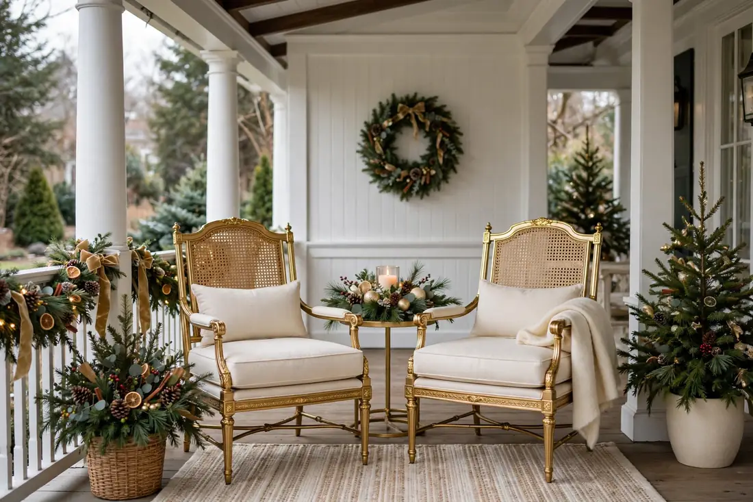Elegant gold accent porch chairs
