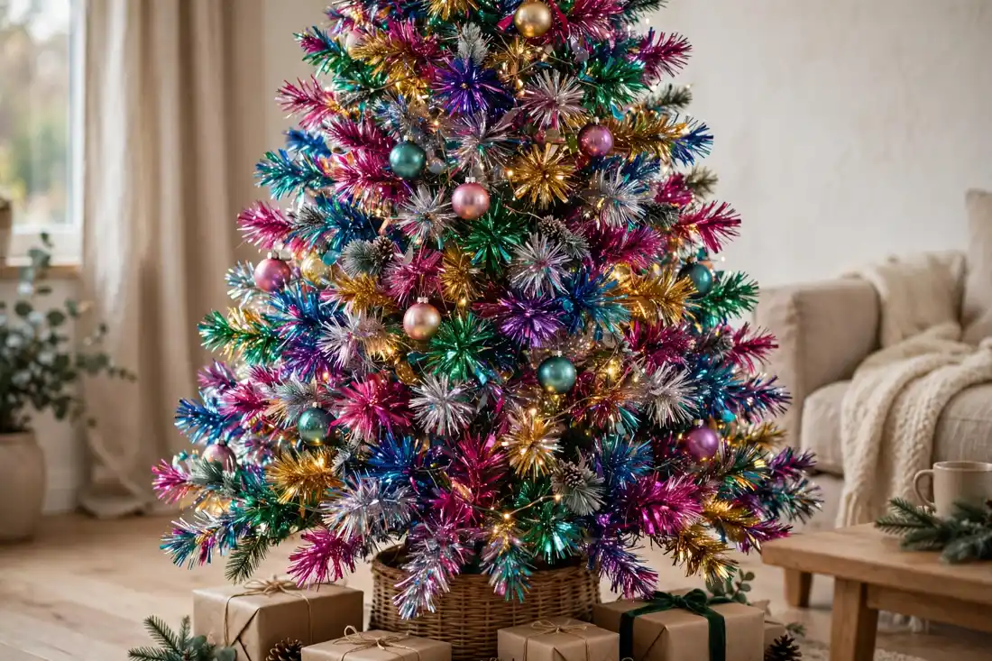 Multicolour tinsel tree