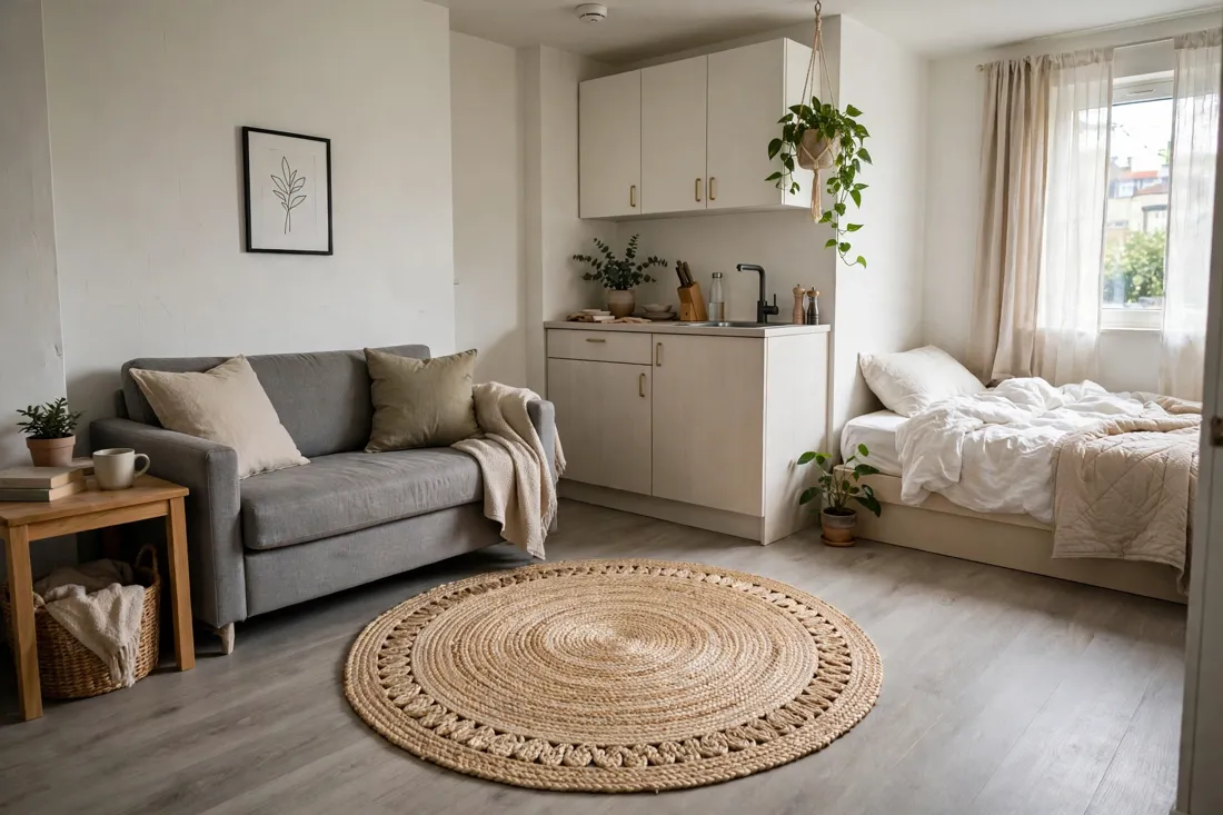 Studio apartment round rug