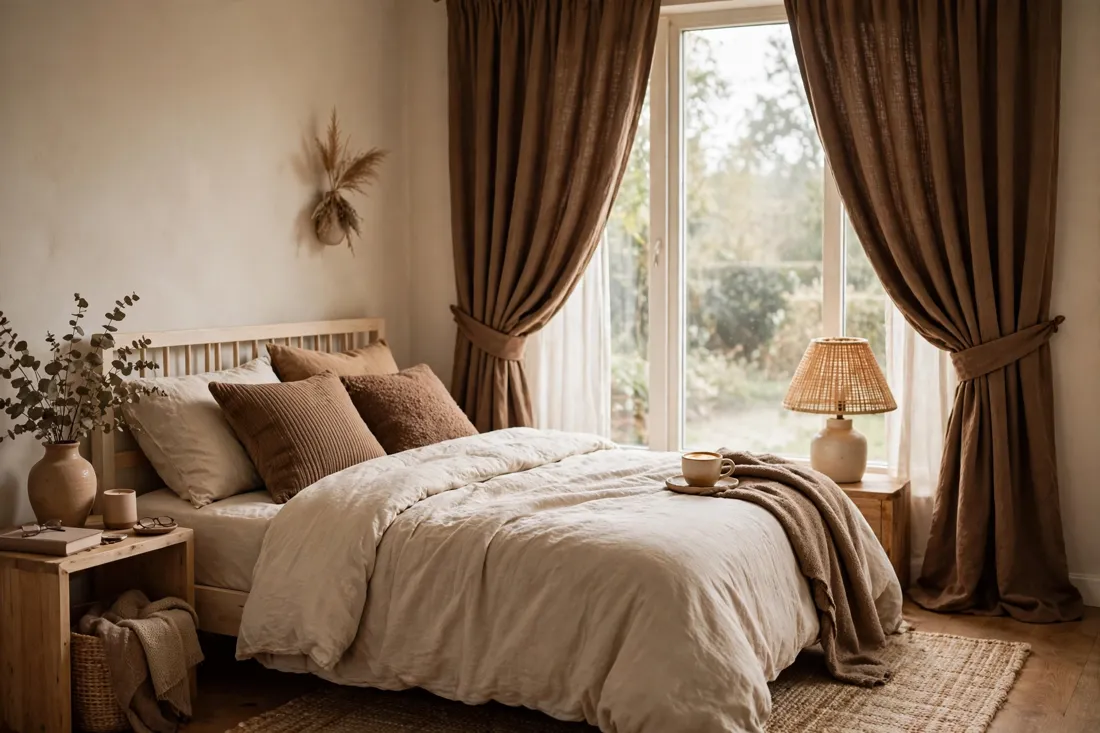 Brown cozy curtains